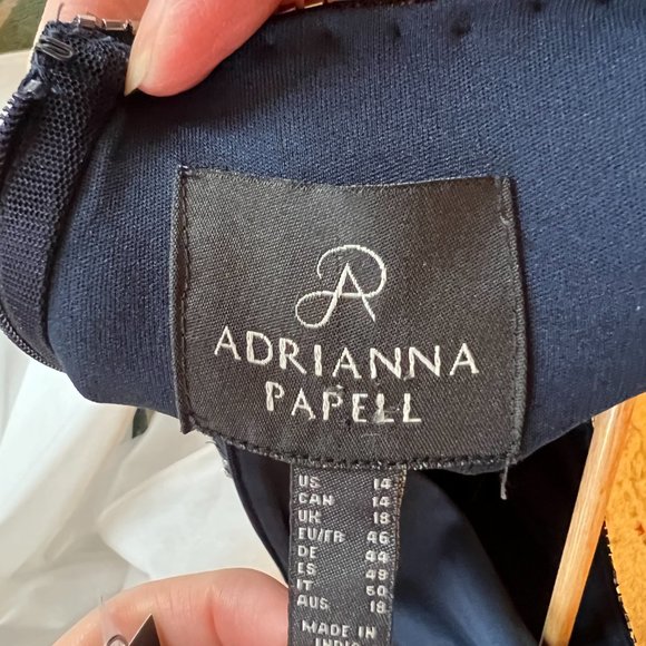 Adrianna Papell Beaded Blouson Gown NAVY - Picture 2 of 11